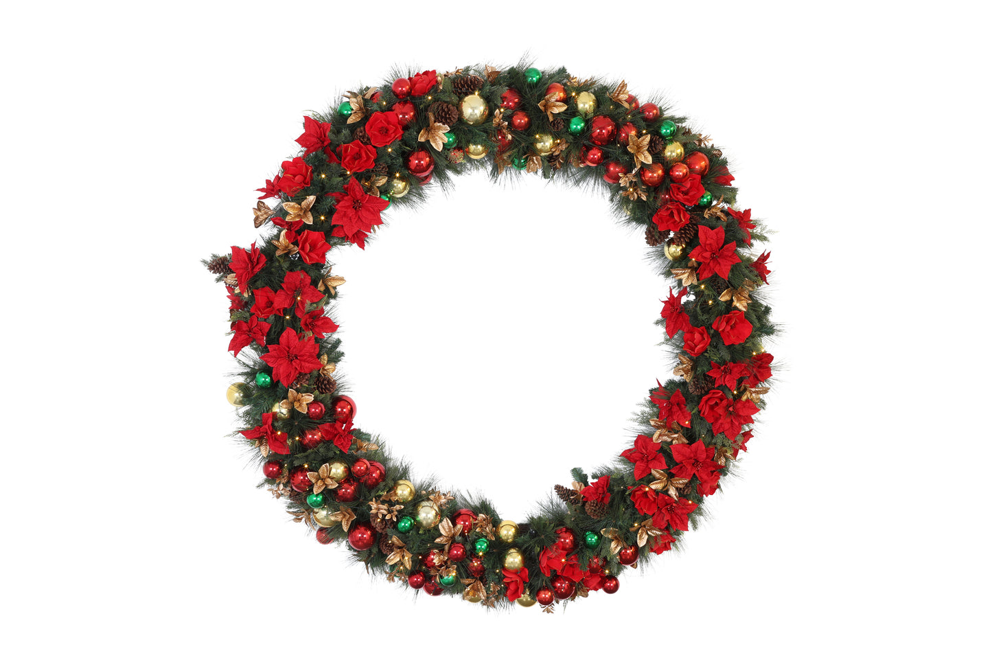 Kunstkrans LED ro Poinsettia XXXL rood-L33B223,5H223,5CM