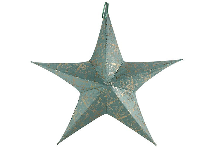 Weihnachtsanhänger Stern Samt Maria XXXL mintgrün/gold - Ø180CM