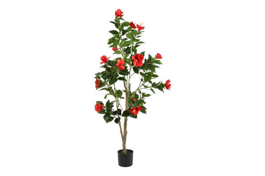 Kunstplant Hibiscus L oranje-L60B60H145CM